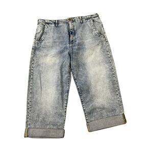 Pilcro Anthropologie The Lonnie Cuffed High-Rise Crop Jeans Size‎ 32 Petite NWT